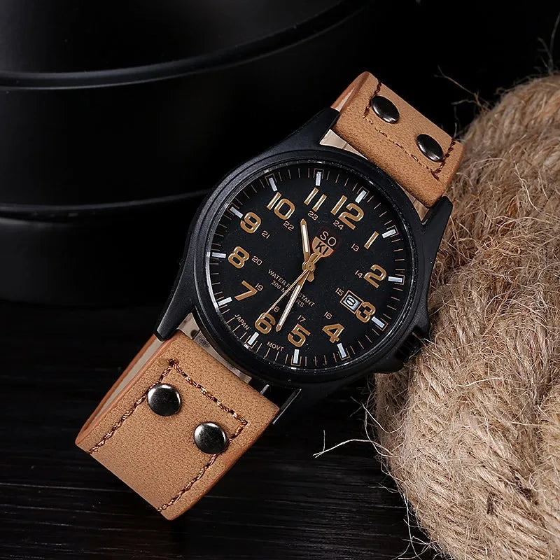 Relógio Pulseira de Couro Masculino