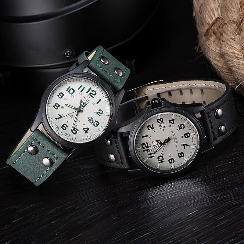 Relógio Pulseira de Couro Masculino