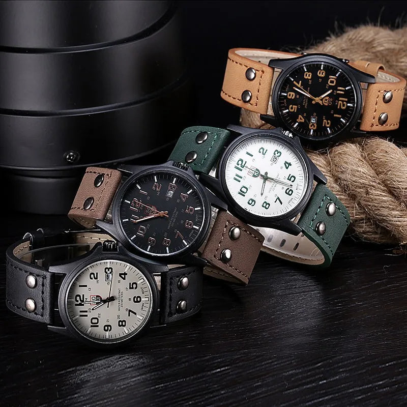 Relógio Pulseira de Couro Masculino