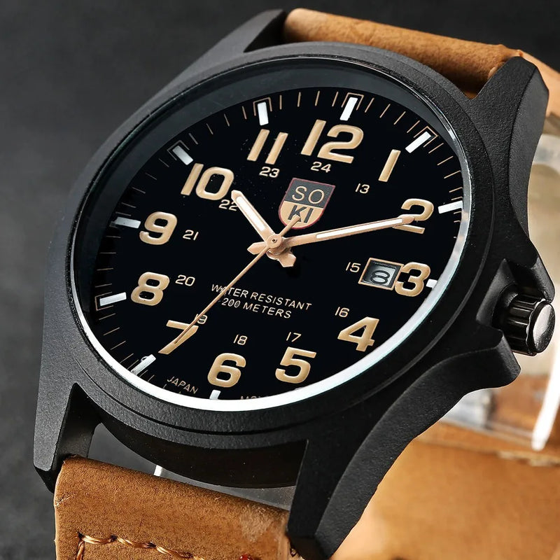 Relógio Pulseira de Couro Masculino