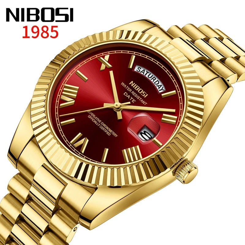 Relógio de Pulso NIBOSI Gold Masculino